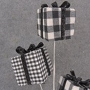 GIFT BOX SPRAY X3 24" BLACK/WHITE PLAID MIX