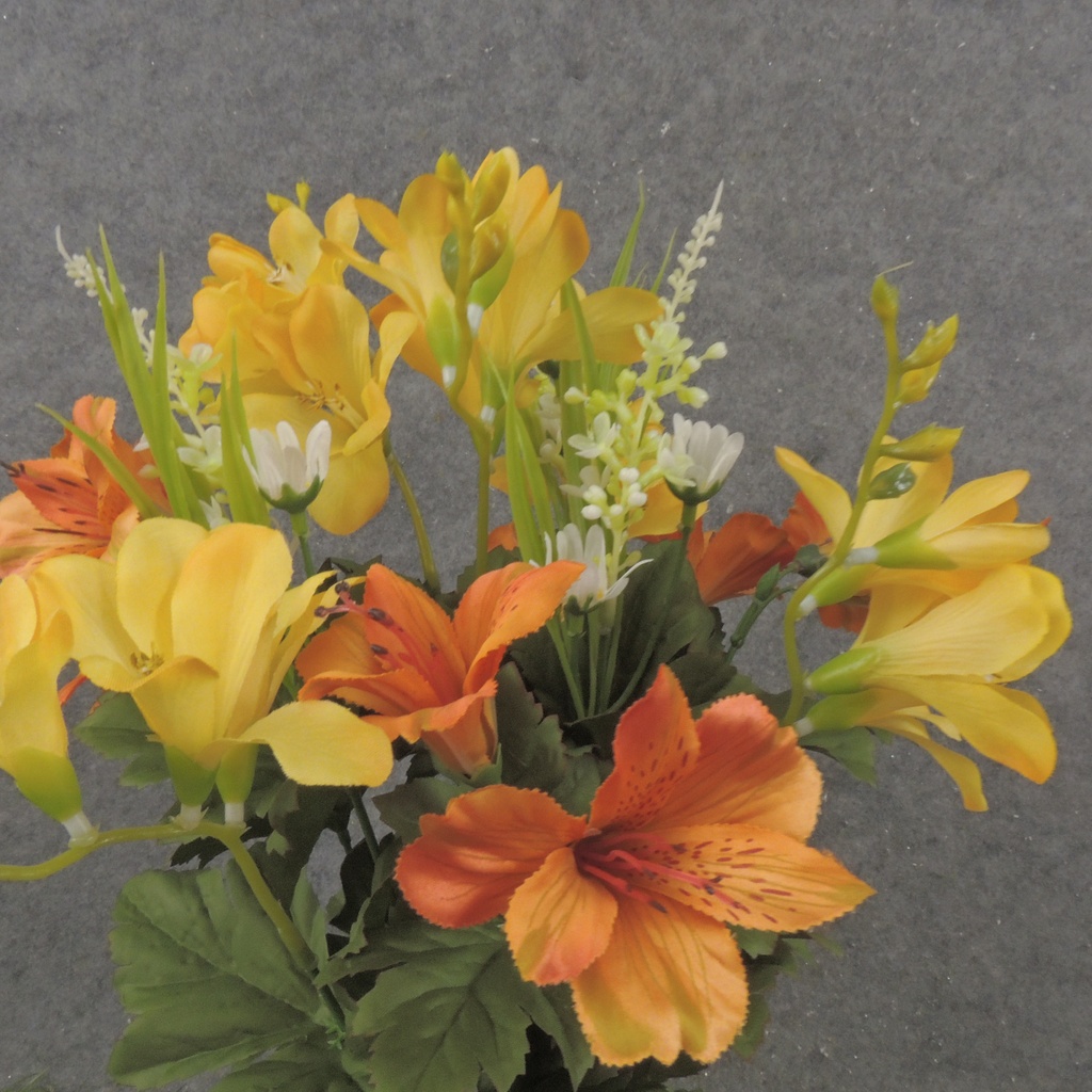 18" ALSTROMERIA/FREESIA BUSH X13 YELLOW/ORANGE