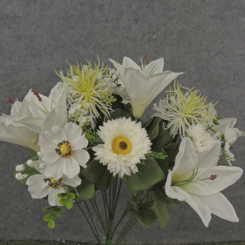 18.5&quot; LILY/ASTER/COSMOS BUSH X18 WHITE