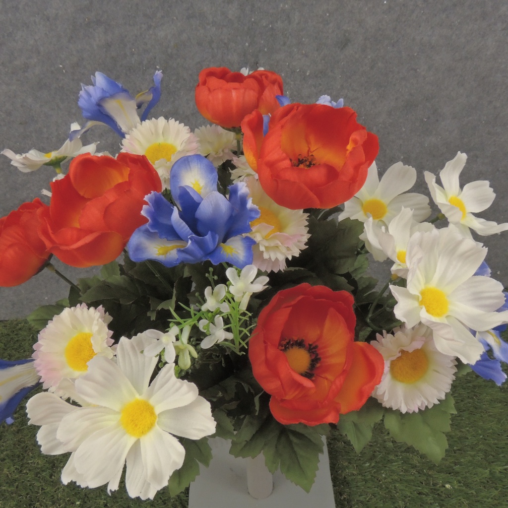 18" IRIS/DAISY/ANENOME BUSH X18 BLUE/ORANGE/WHITE