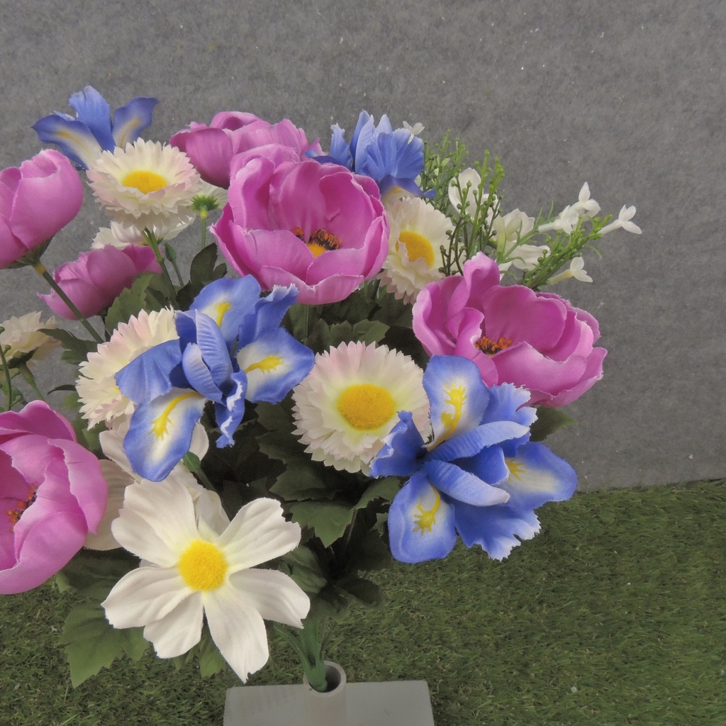 18&quot; IRIS/DAISY/ANENOME BUSH X18 WHITE/BEAUTY/BLUE