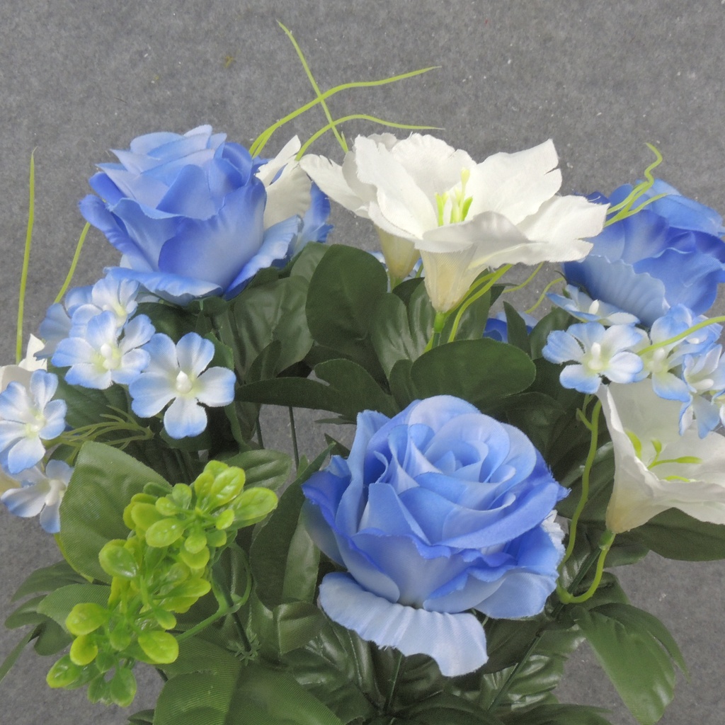 23&quot; ROSE &amp; LILY BUSH X18 BLUE/CREAM