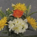 21&quot; GERBERA/ROSE/HYDRANGEA BUSH X14 YEL/ORG/CRM