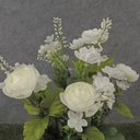 18" RANUNCULUS & HEATHER BUSH X10 CREAM/WHITE