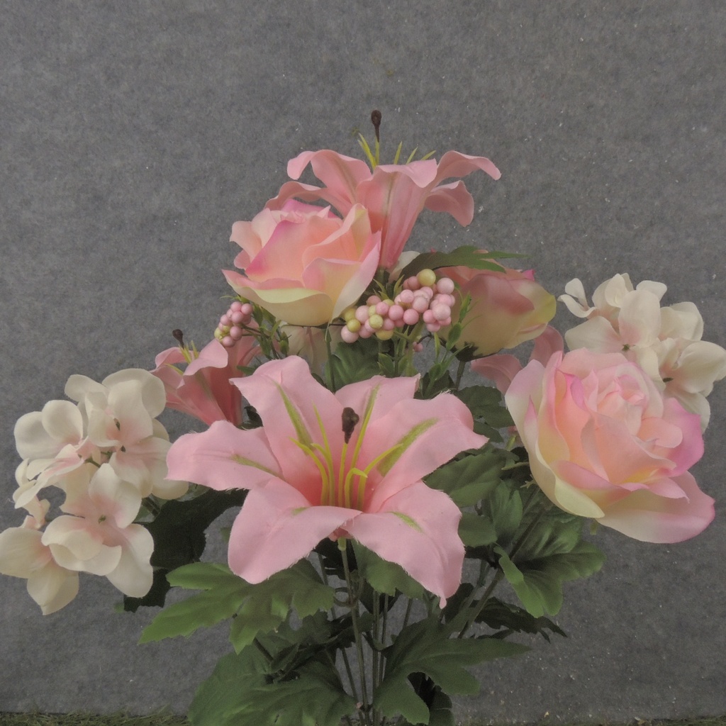 21" LILY/HYDRANGEA/ROSE BUSH X13 CREAM/PINK