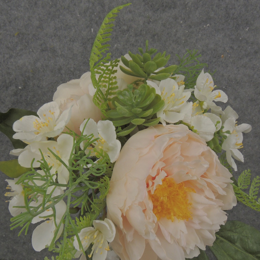 11" PEONY/HYDRANGEA BOUQUET X6 CREAM/PINK