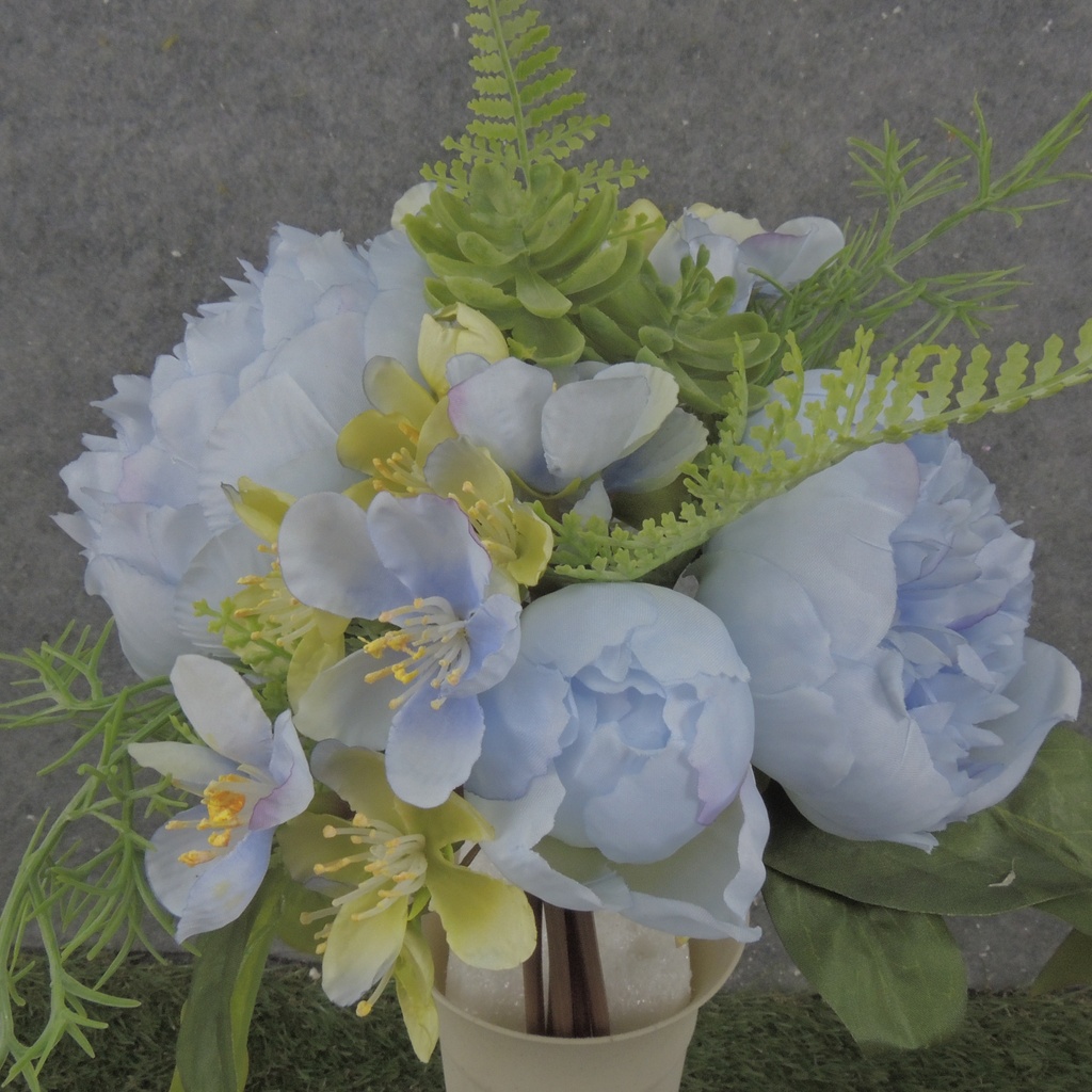 11" PEONY/HYDRANGEA BOUQUET X6 PALE BLUE