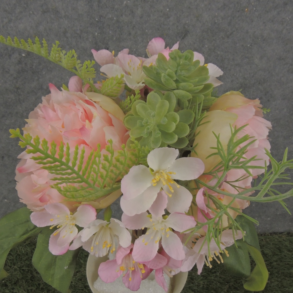 11" PEONY/HYDRANGEA BOUQUET X6 PINK/CREAM