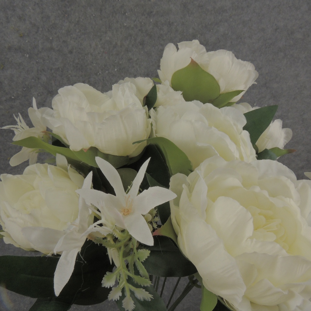 19" PEONY BUSH X13 CREAM/WHITE