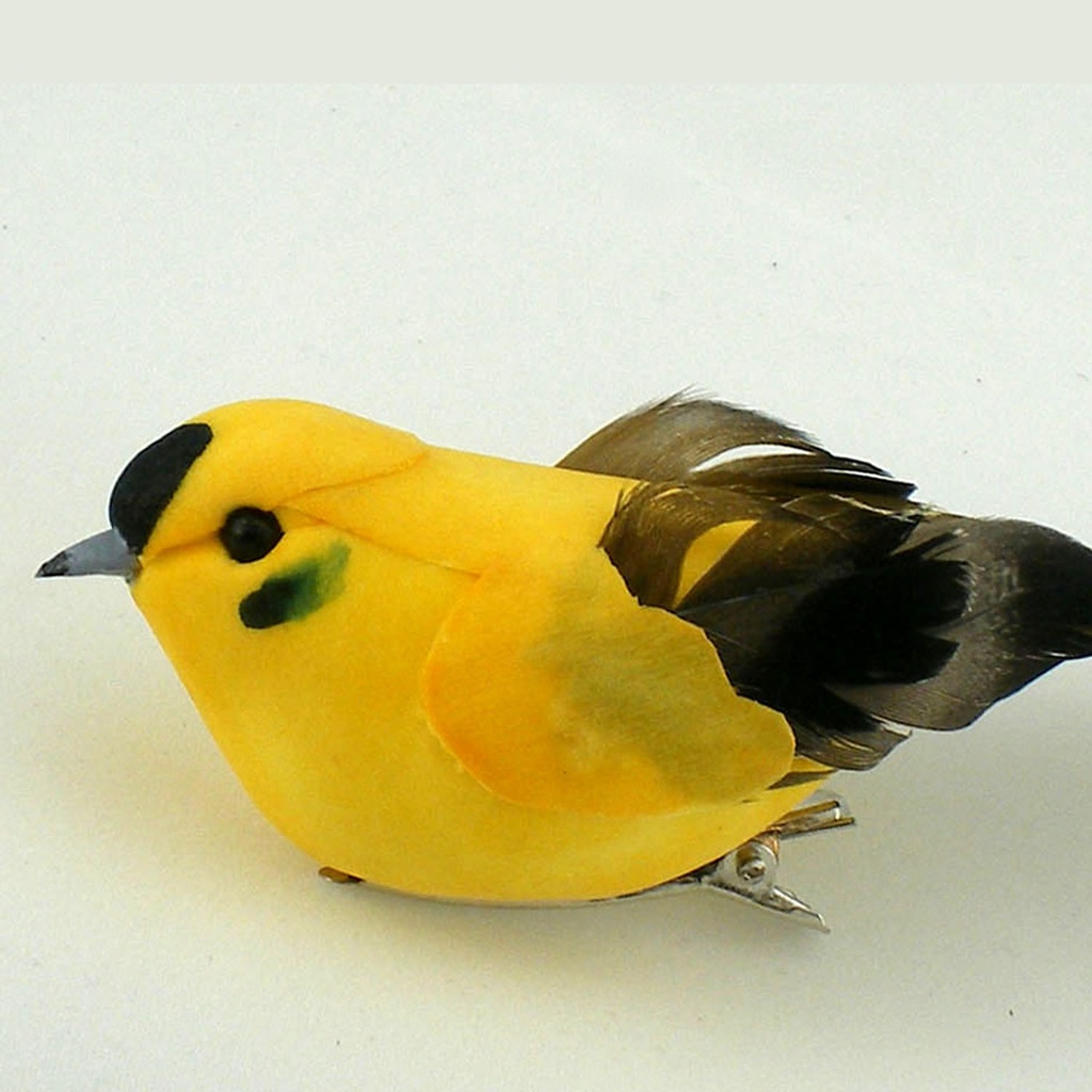 GOLDFINCH 4" MUSHROOM/FEATHER W/CLIP