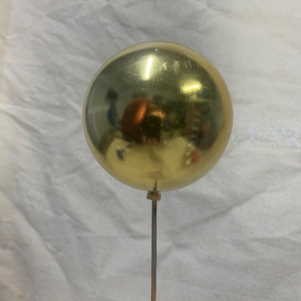 4&quot; ORNAMENT BALL ON 18&quot; PICK GOLD