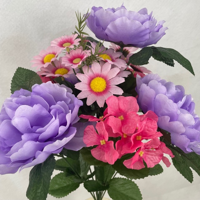 18" PEONY/HYDRANGEA/DAISY BUSH X12 PURPLE/PINK