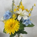 21" HYDRANGEA/GERBERA/LILY BUSH X12 YELLOW/CREAM/BLUE