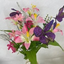 18&quot; LILY/BUTTERFLY MIXED BUSH X12 PINK/PURPLE