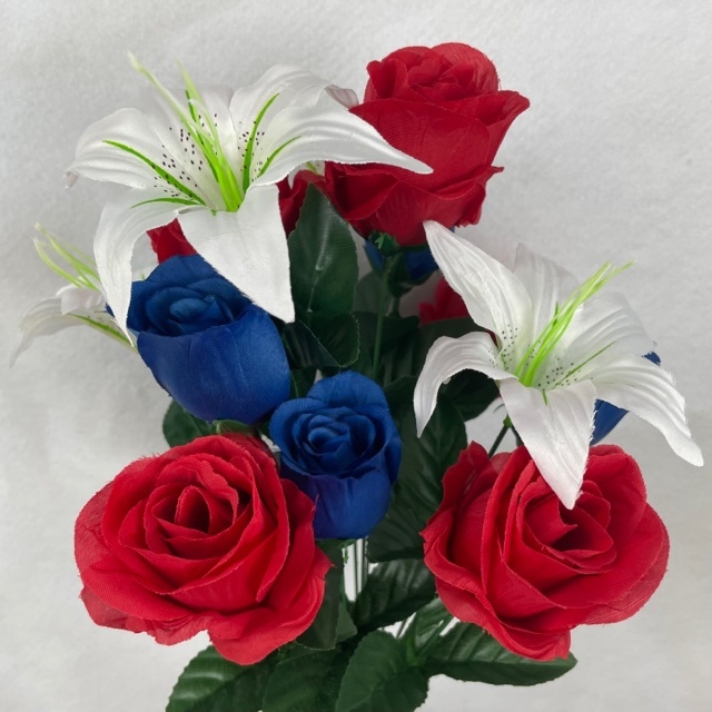 19" LILY/MIXED ROSE BUSH X14 RED/WHT/BLU