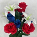 19&quot; LILY/MIXED ROSE BUSH X14 RED/WHT/BLU