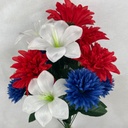 19" DAHLIA/LILY/MUM BUSH X14 RED/WHT/BLU