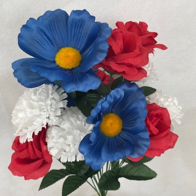 19" POPPY/ROSE/CARN BUSH X14 RED/WHT/BLU