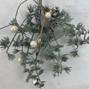 9.5&quot; FROSTED PINE AND EUCALYPTUS HANGER W/ WHITE BERRIES AND BELLS