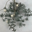 9.5" FROSTED PINE AND EUCALYPTUS HANGER W/ WHITE BERRIES AND BELLS