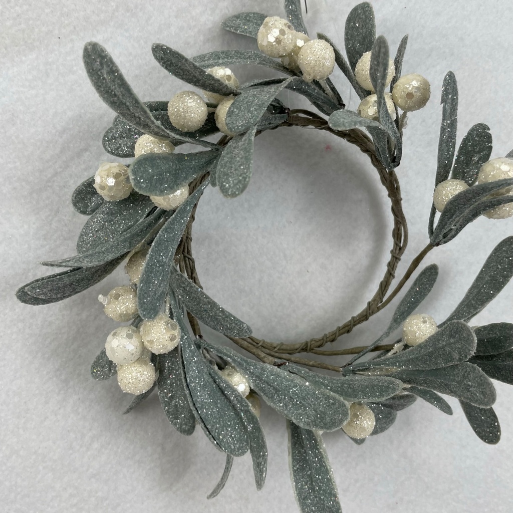 3.5" FROSTED MISTLETOE CANDLE RING