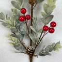 16" EUCALYPTUS SPRAY W/ RED BERRIES AND CONES