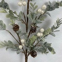 22" EUCALYPTUS SPRAY W/ WHITE BERRIES AND CONES