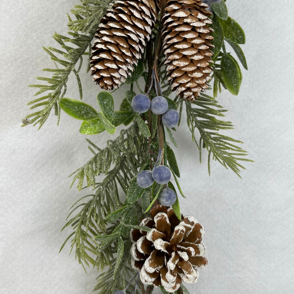 60&quot;  PINE AND LEAF GARLAND W/ BLUE BERRIES AND CONES