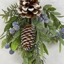12&quot; PINE AND LEAF HANGER W/ BLUE BERRIES AND CONES