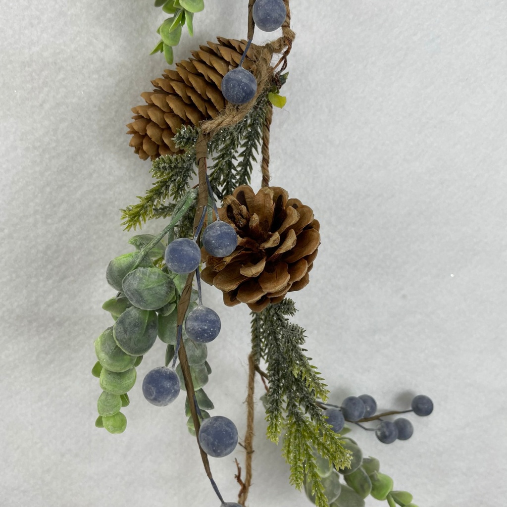 49&quot; EUCALYPTUS CONE AND BLUE BERRY GARLAND