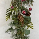 60" GARLAND W/ GLITTER PINE EUCALYPTUS AND RED BERRY