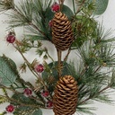 24&quot; SPRAY W/ GLITTER PINE EUCALYPTUS AND RED BERRY
