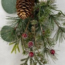 12&quot; HANGER W/ GLITTER PINE EUCALYPTUS AND RED BERRY