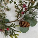 12" WREATH W/ GLITTER PINE EUCALYPTUS AND RED BERRY