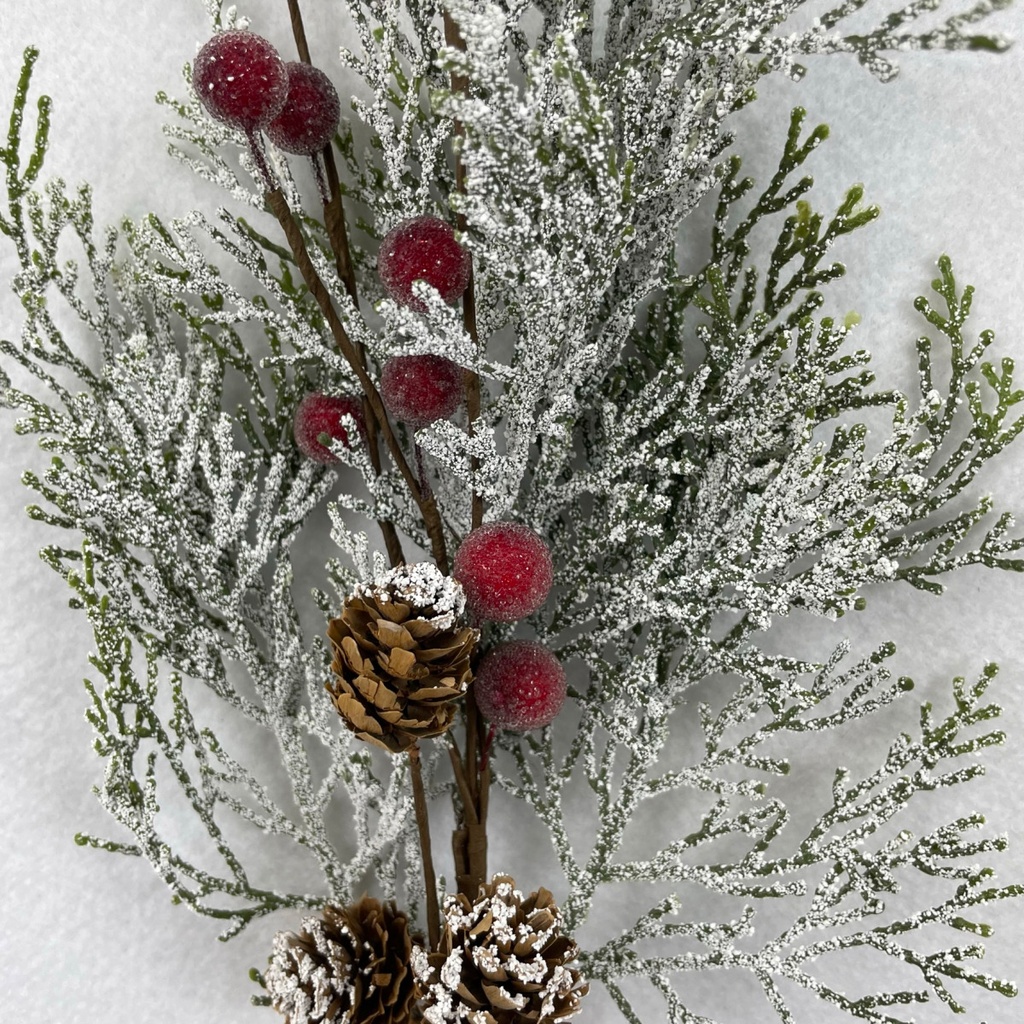 20&quot; PINE SPRAY W/ SNOW AND RED BERRIES