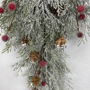 20&quot; PINE HANGER W/ SNOW AND RED BERRIES
