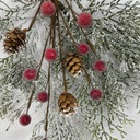13&quot; PINE HANGER W/ SNOW AND RED BERRIES