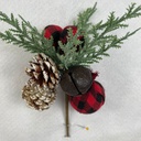 9&quot; BUFFALO PLAID BALL AND PINE PICK