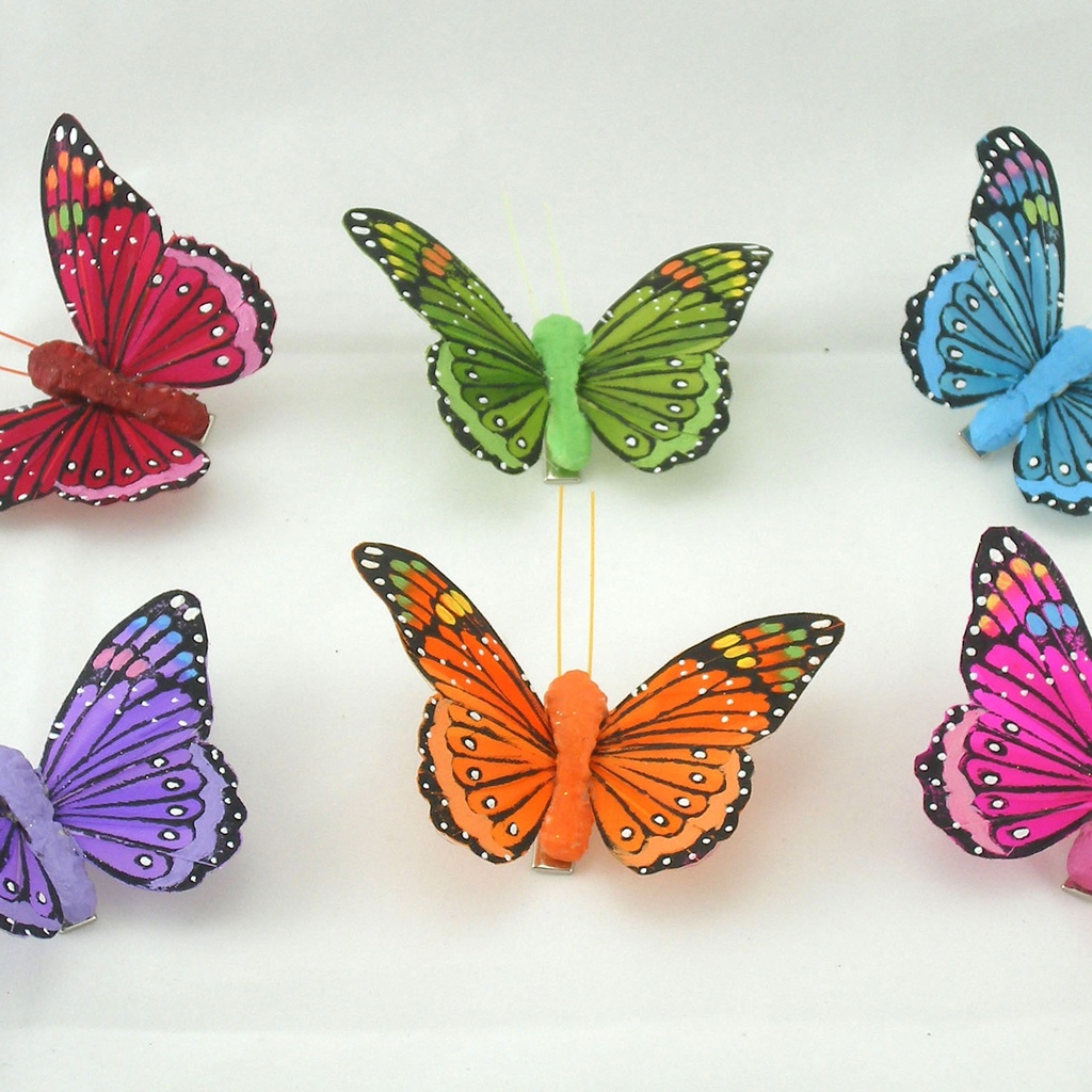 BUTTERFLY 3.5" 6-ASST'D W/CLIP PASTEL