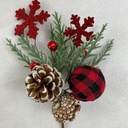 10" BUFFALO PLAID AND SNOWFLAKE PICK