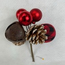 7.5&quot; PICK W/ RED BUFFALO PLAID BALL AND BELL