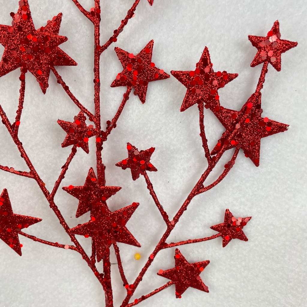 22" GLITTERED STAR SPRAY RED