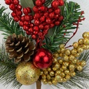 20" PINE SPRAY W/ BERRIES AND BALLS RED/GOLD