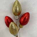 10"GLITTER LIGHT BULB PICK RED/GOLD