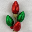 10"GLITTER LIGHT BULB PICK RED/GREEN