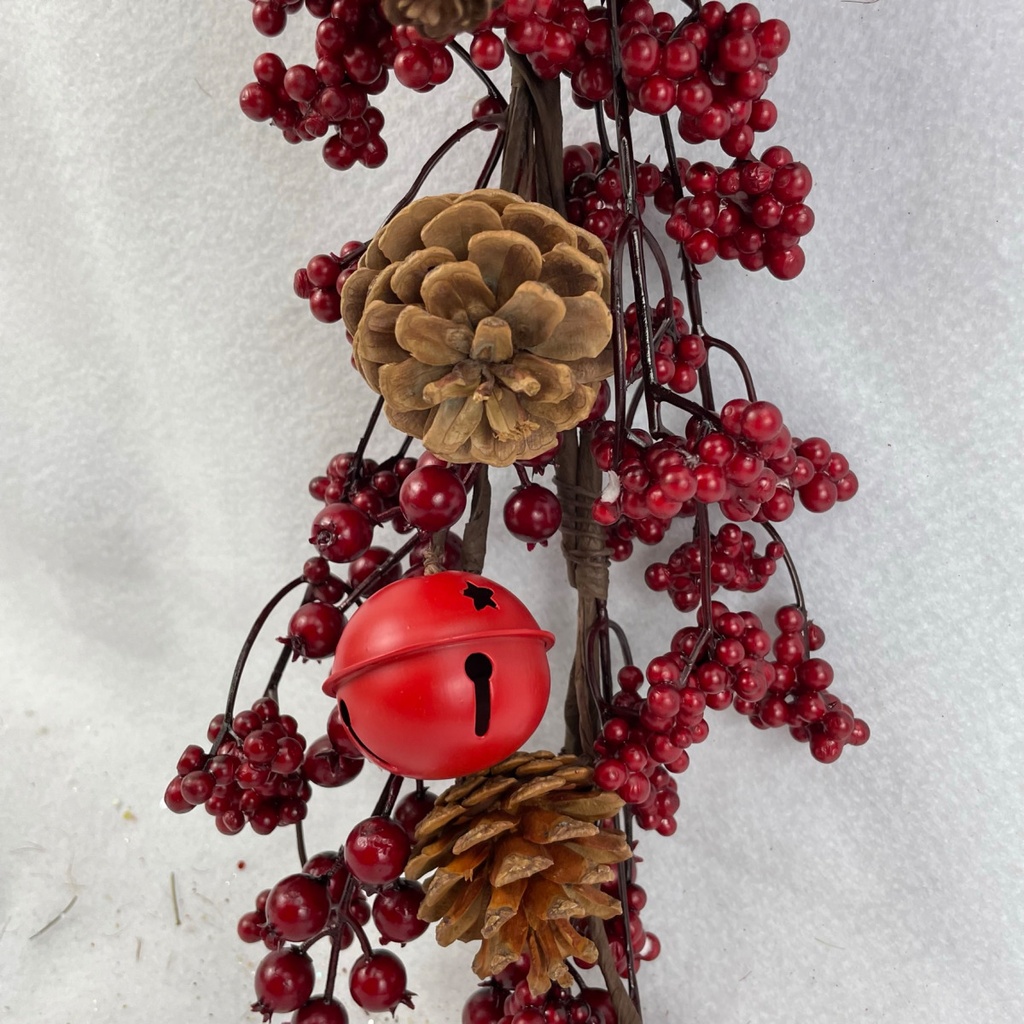 5' BERRY GARLAND W/PINE CONES & BELLS