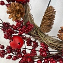 18" BERRY WREATH W/PINE CONES & BELLS