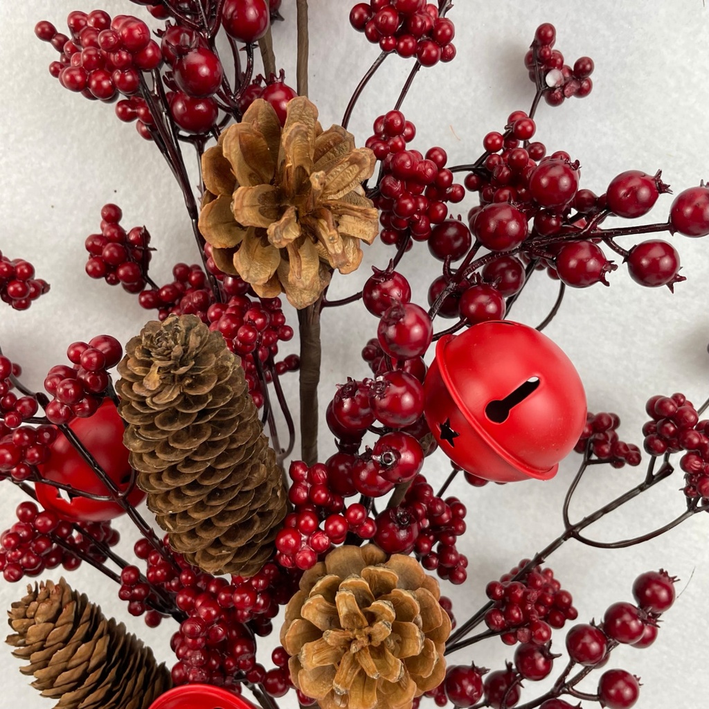 27" BERRY BUSH W/PINE CONES & BELLS