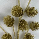 26&quot; PINECONE SPRAY X5 GOLD GLITTERED