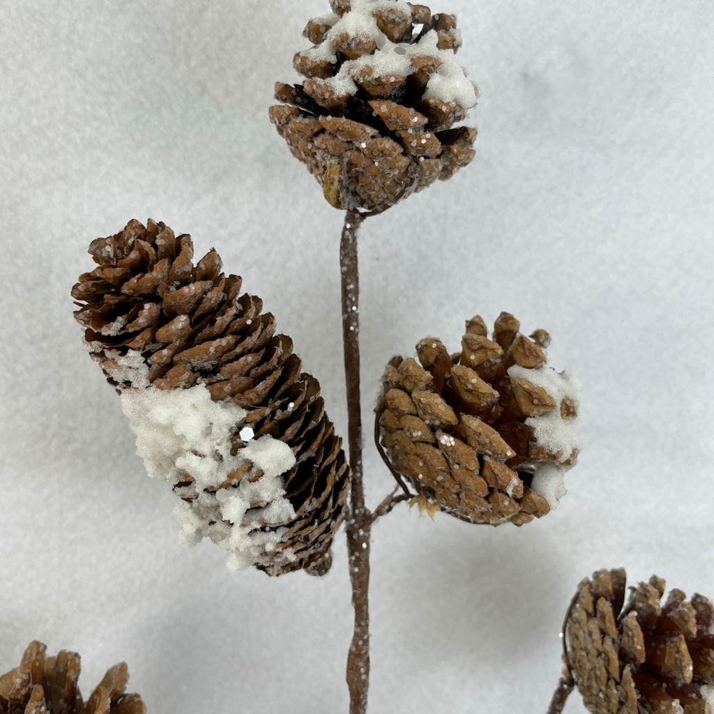 27" SNOWY PINECONE SPRAY X4